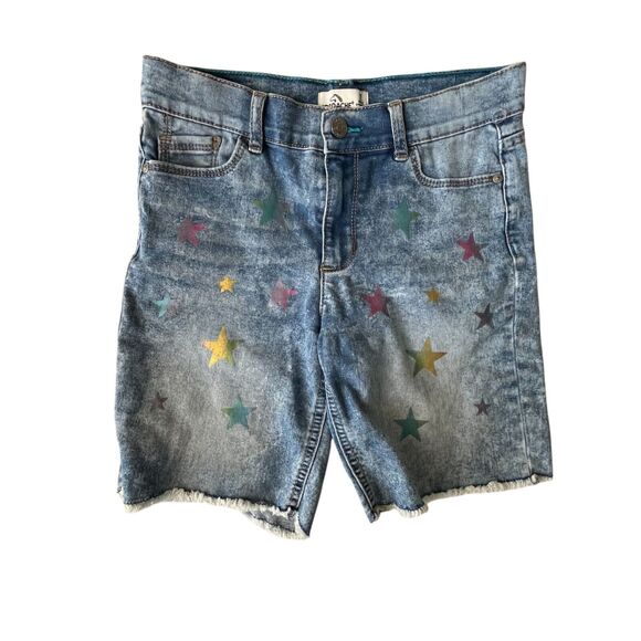 Jordache Shorts 12 Distressed Adjustable Stars Blue Denim (W26 L7) - Picture 6 of 13